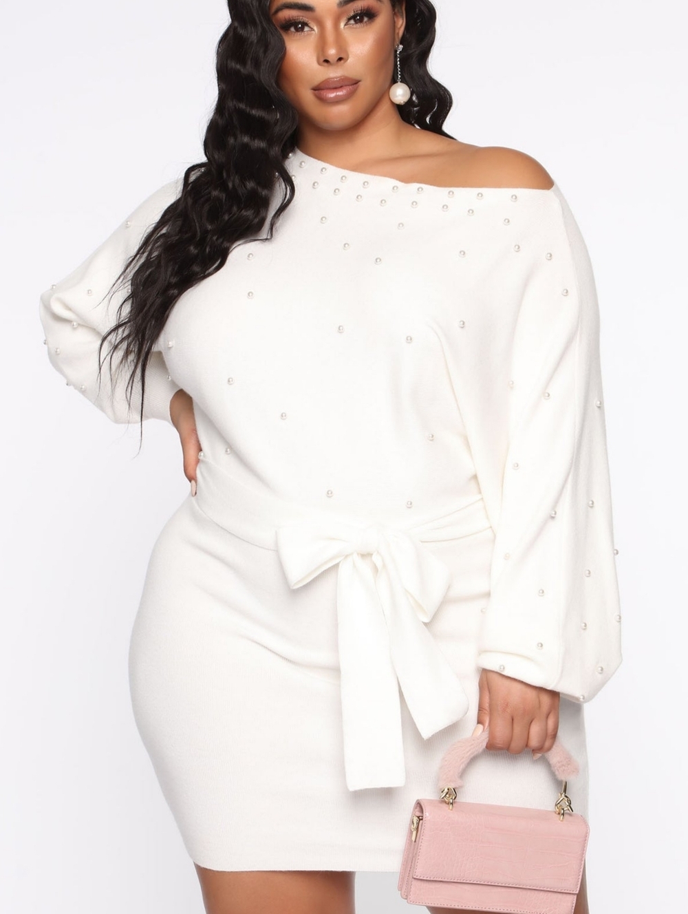 FASHION NOVA | Pearls Are Everything Sweater Mini Dress - Ivory
